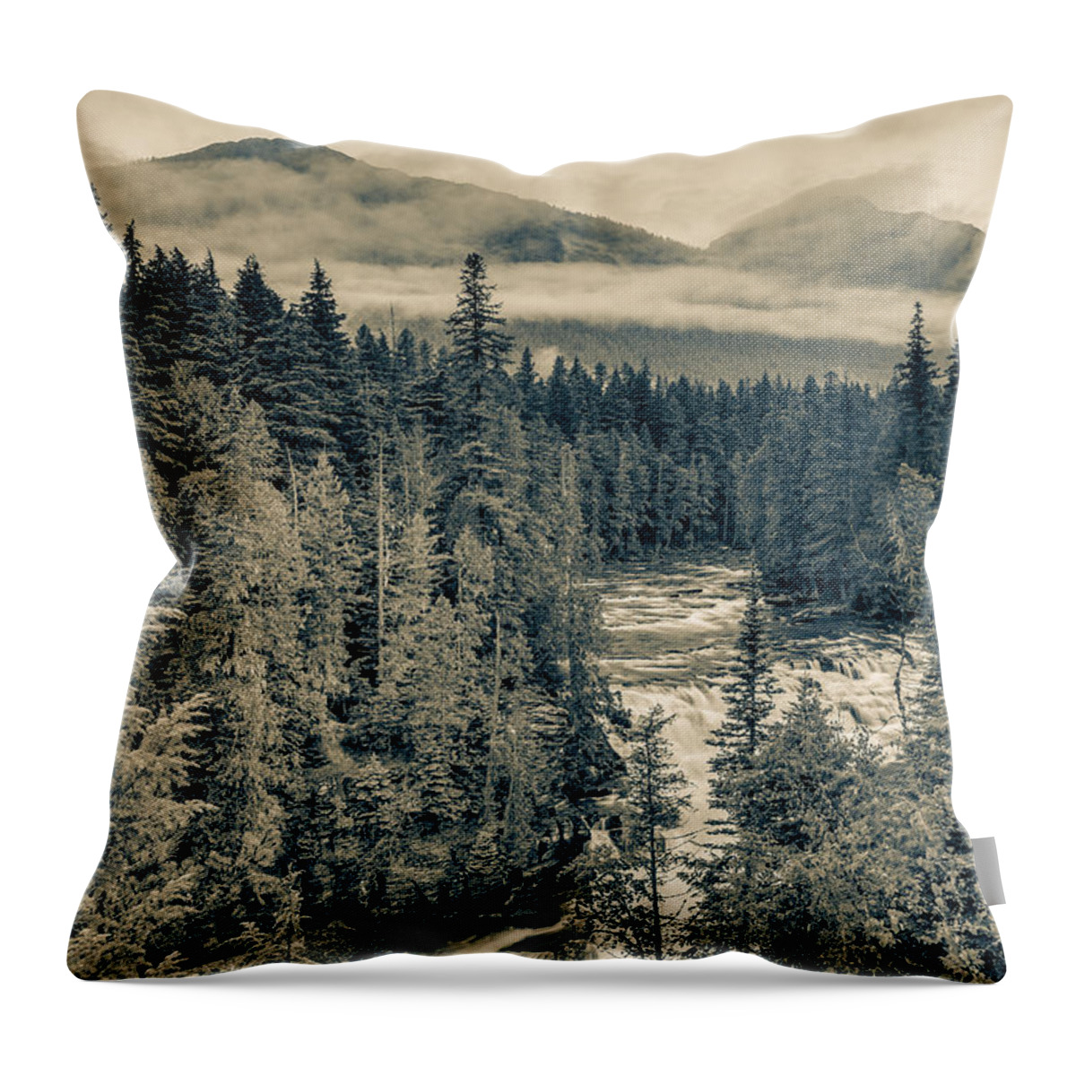 Glacier National Park Throw Pillow featuring the photograph McDonald Creek Vertical by Adam Mateo Fierro