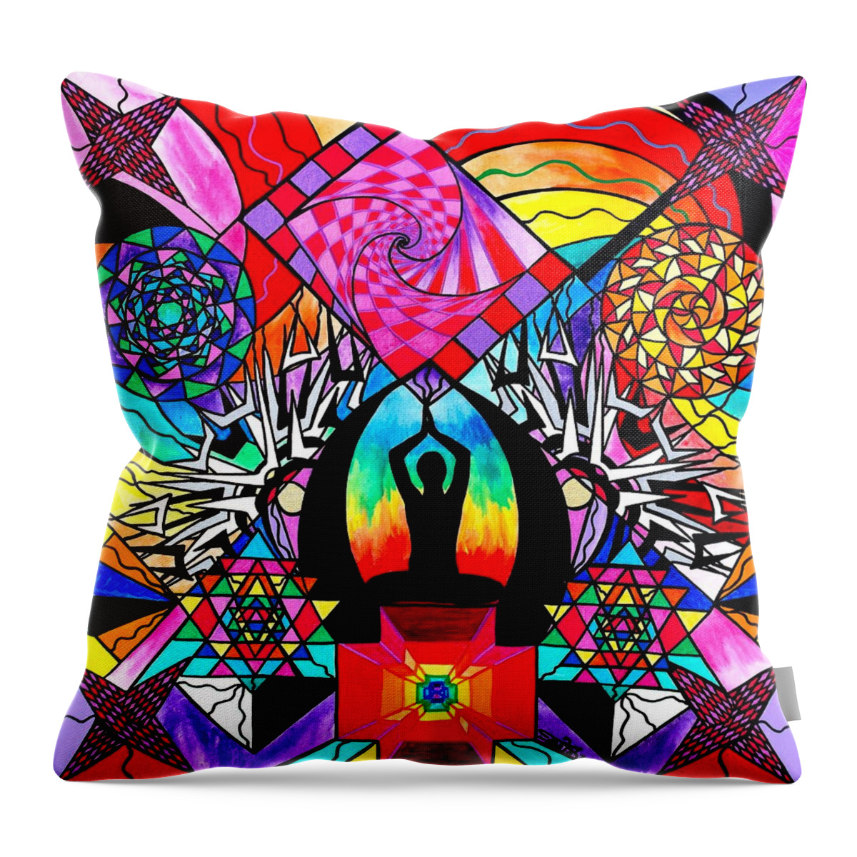 Vibration Throw Pillow featuring the painting Meditation Aid by Teal Eye Print Store