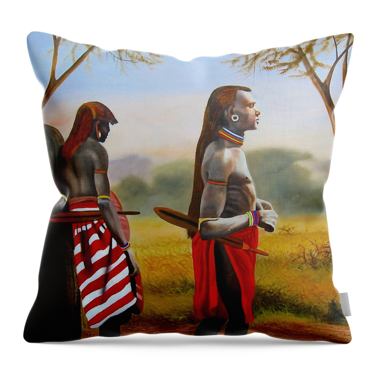 Men of the Maasai Throw Pillow by Wycliffe Ndwiga - Prints Site from True  African Art com - Website