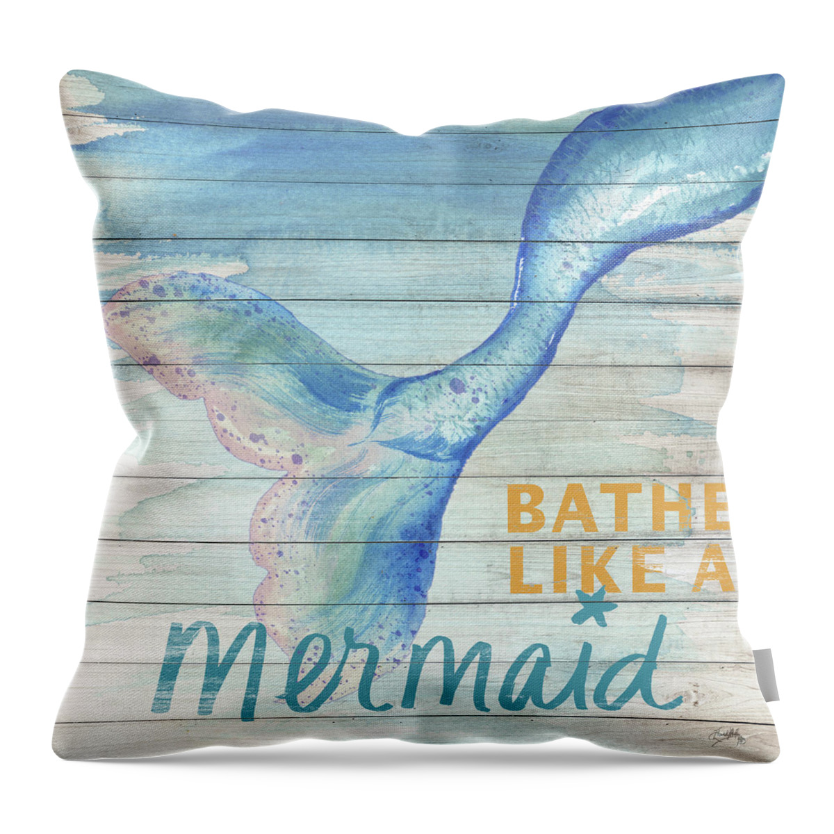 Mermaid Throw Pillow featuring the painting Mermaid Bath I by Elizabeth Medley