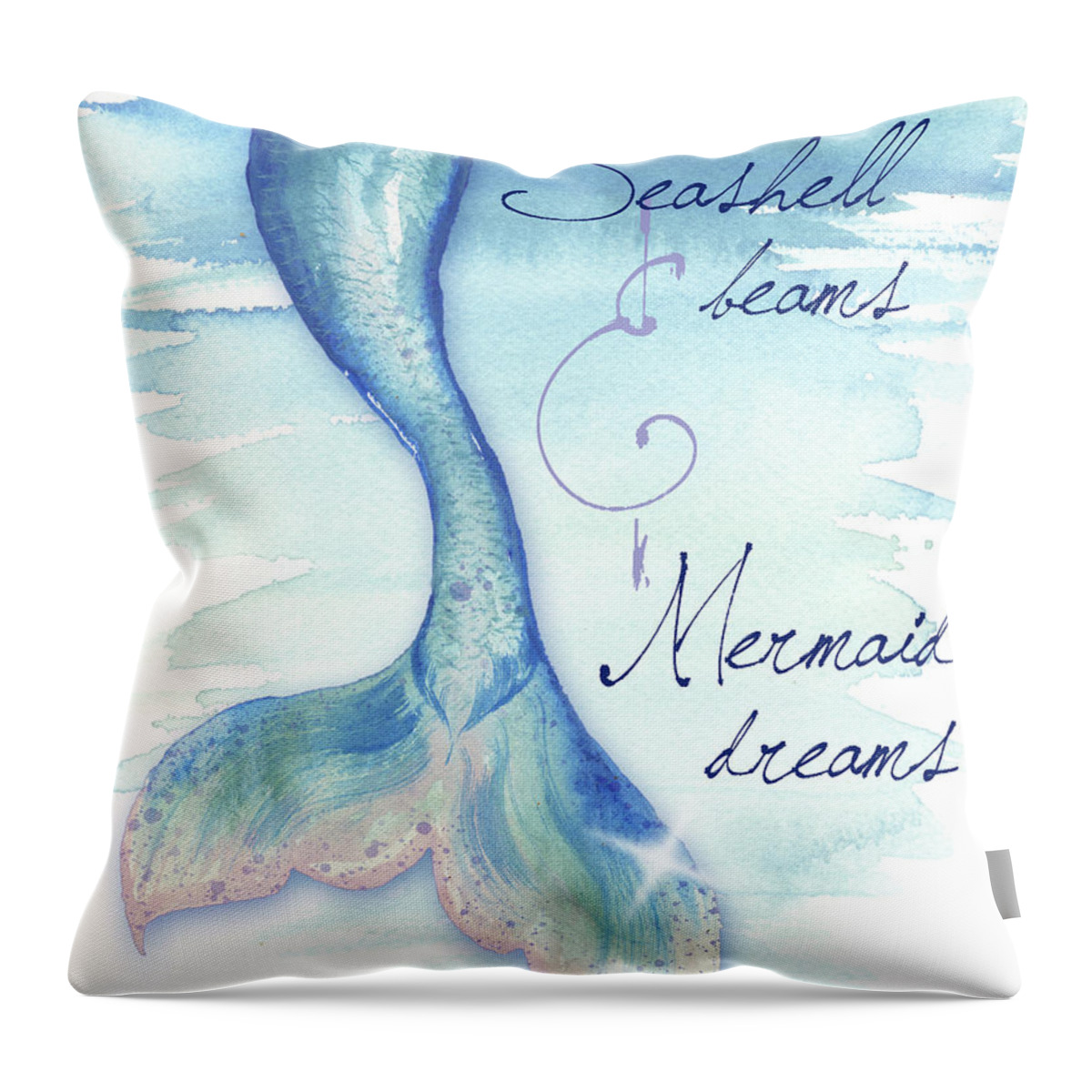 Mermaid Throw Pillow featuring the painting Mermaid Tail I by Elizabeth Medley