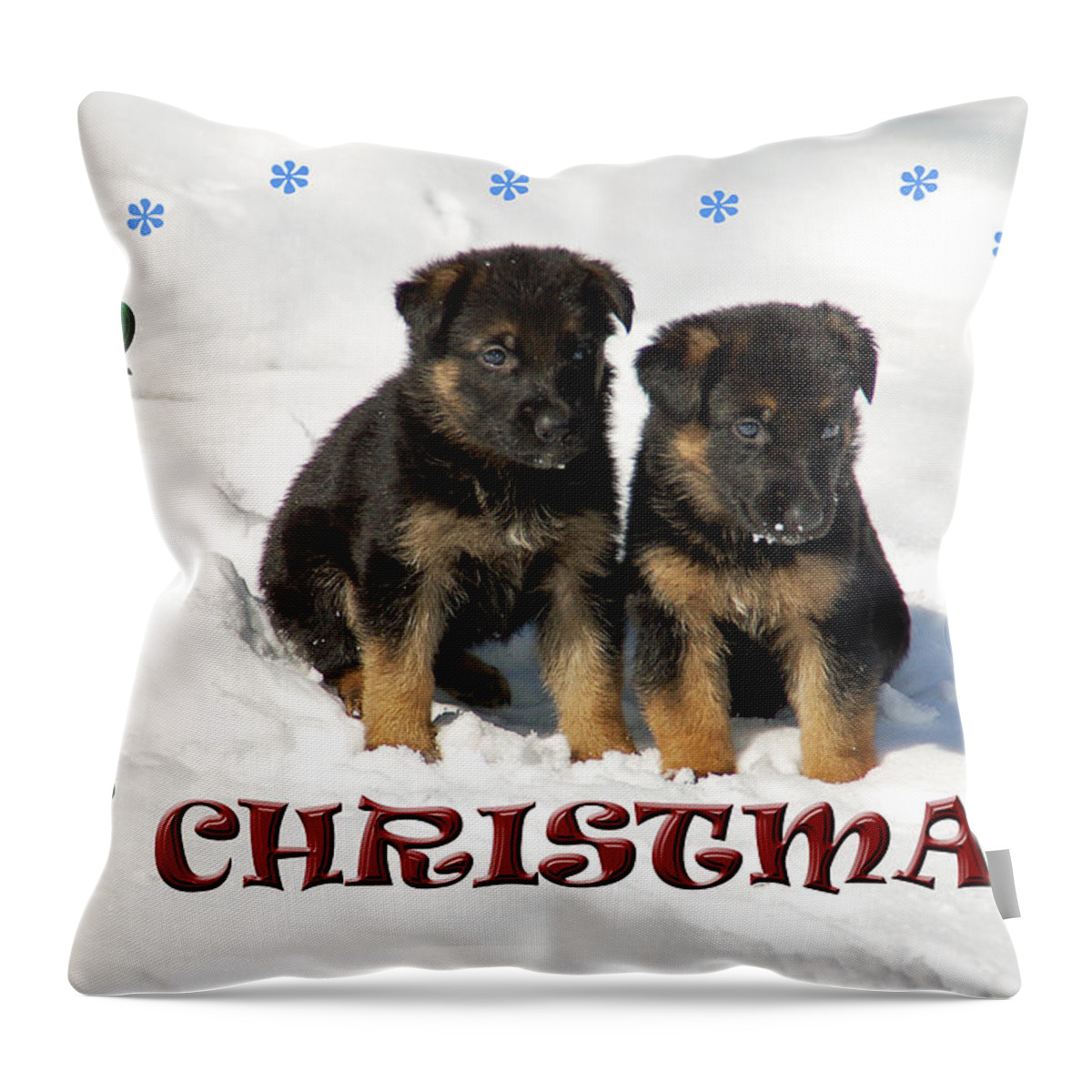Christmas Card Throw Pillow featuring the photograph Merry Christmas Puppies by Aimee L Maher ALM GALLERY