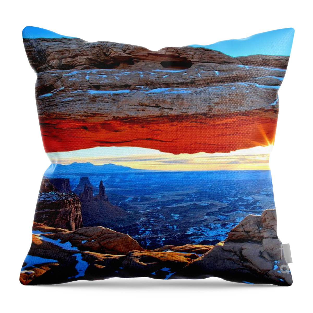 Canyonlands National Park Throw Pillow featuring the photograph Mesa Arch Sunrise by Adam Jewell