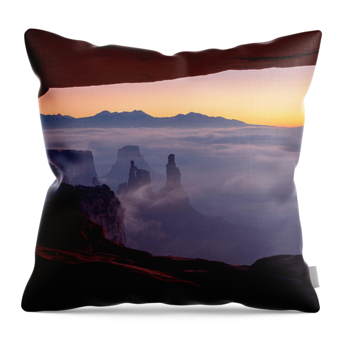 Canyonlands Throw Pillow featuring the photograph Mesa Mist by Chad Dutson
