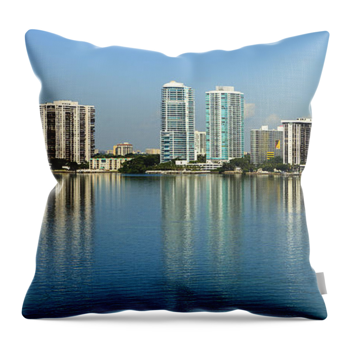 Architecture Throw Pillow featuring the photograph Miami Brickell Skyline by Raul Rodriguez
