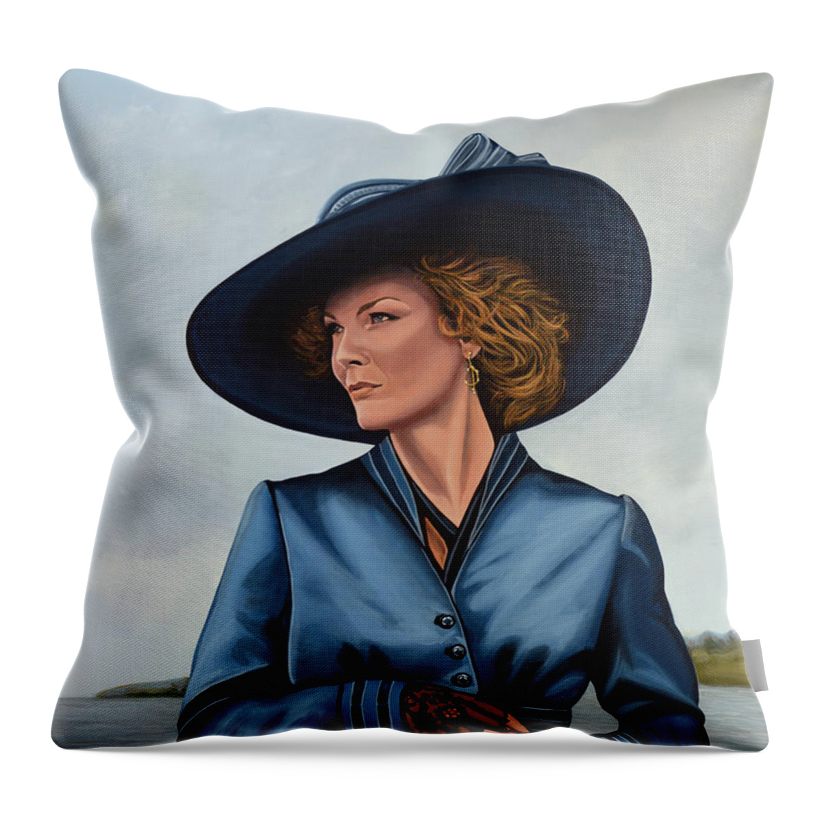 Michelle Pfeiffer Throw Pillow featuring the painting Michelle Pfeiffer by Paul Meijering