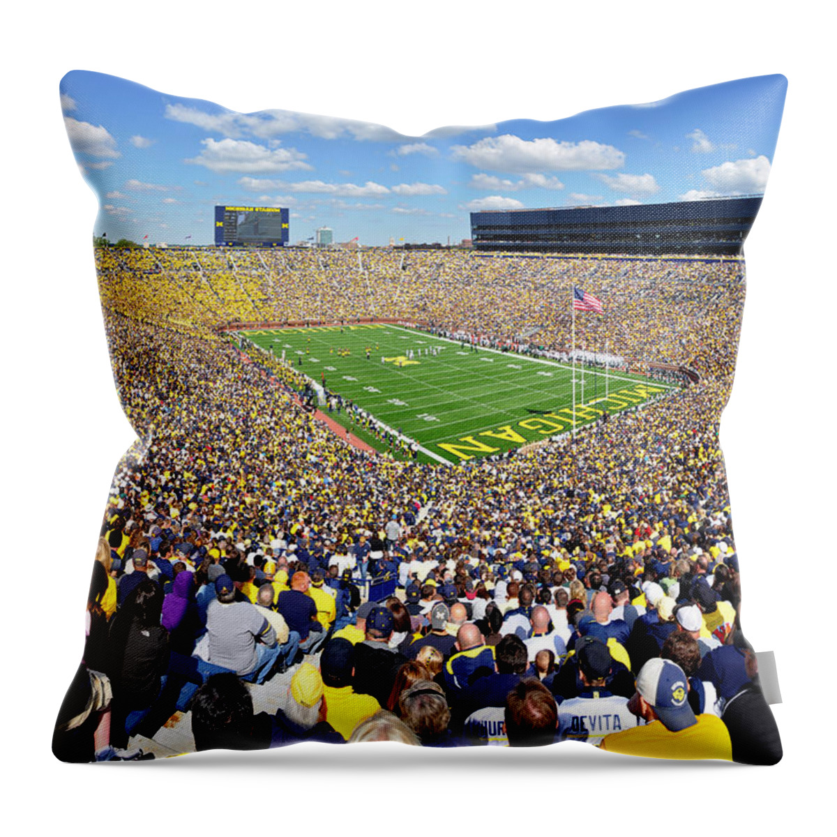 Michigan Stadium Throw Pillow featuring the photograph Michigan Stadium - Wolverines by Georgia Fowler