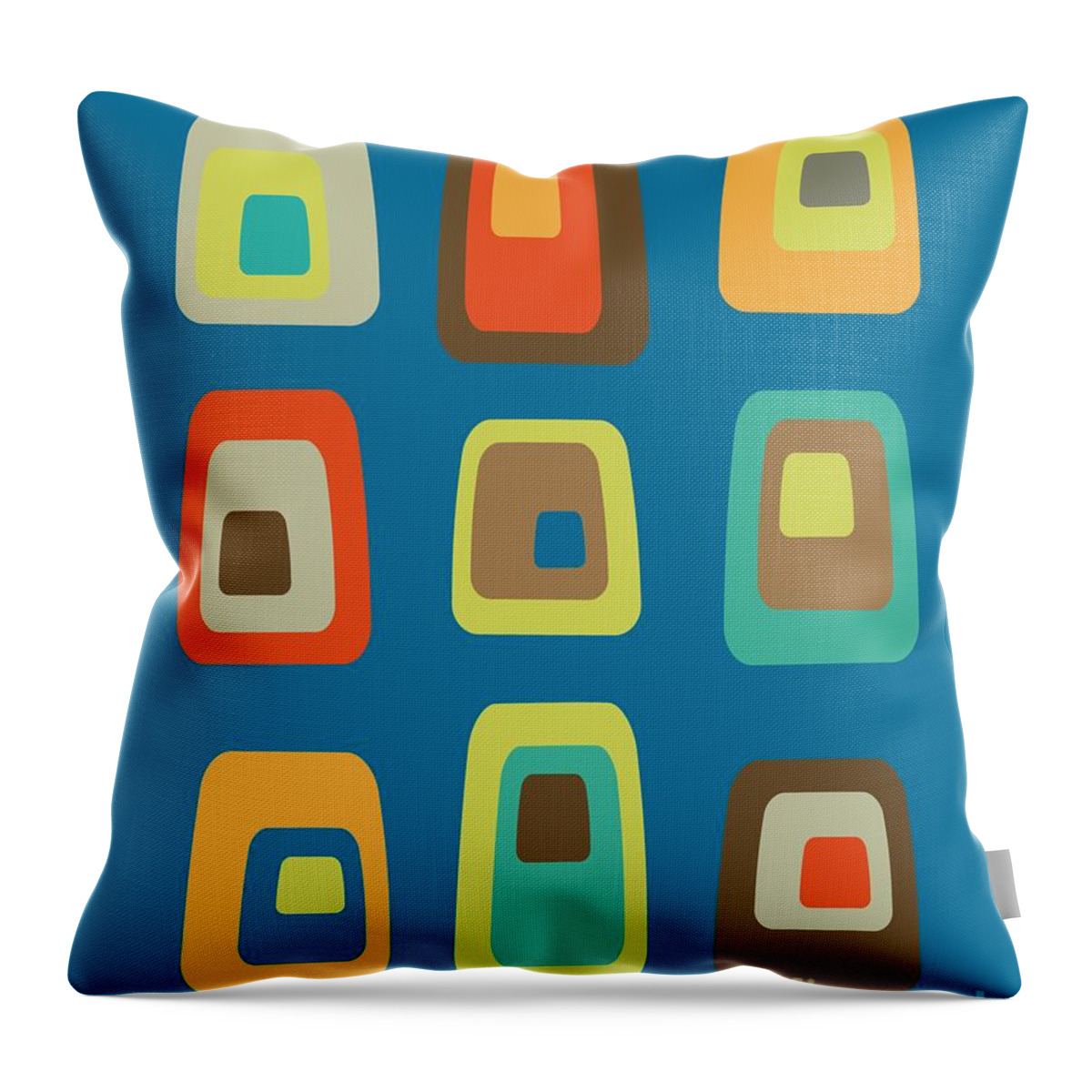Abstract Throw Pillow featuring the digital art Mid Century Modern Oblongs by Donna Mibus