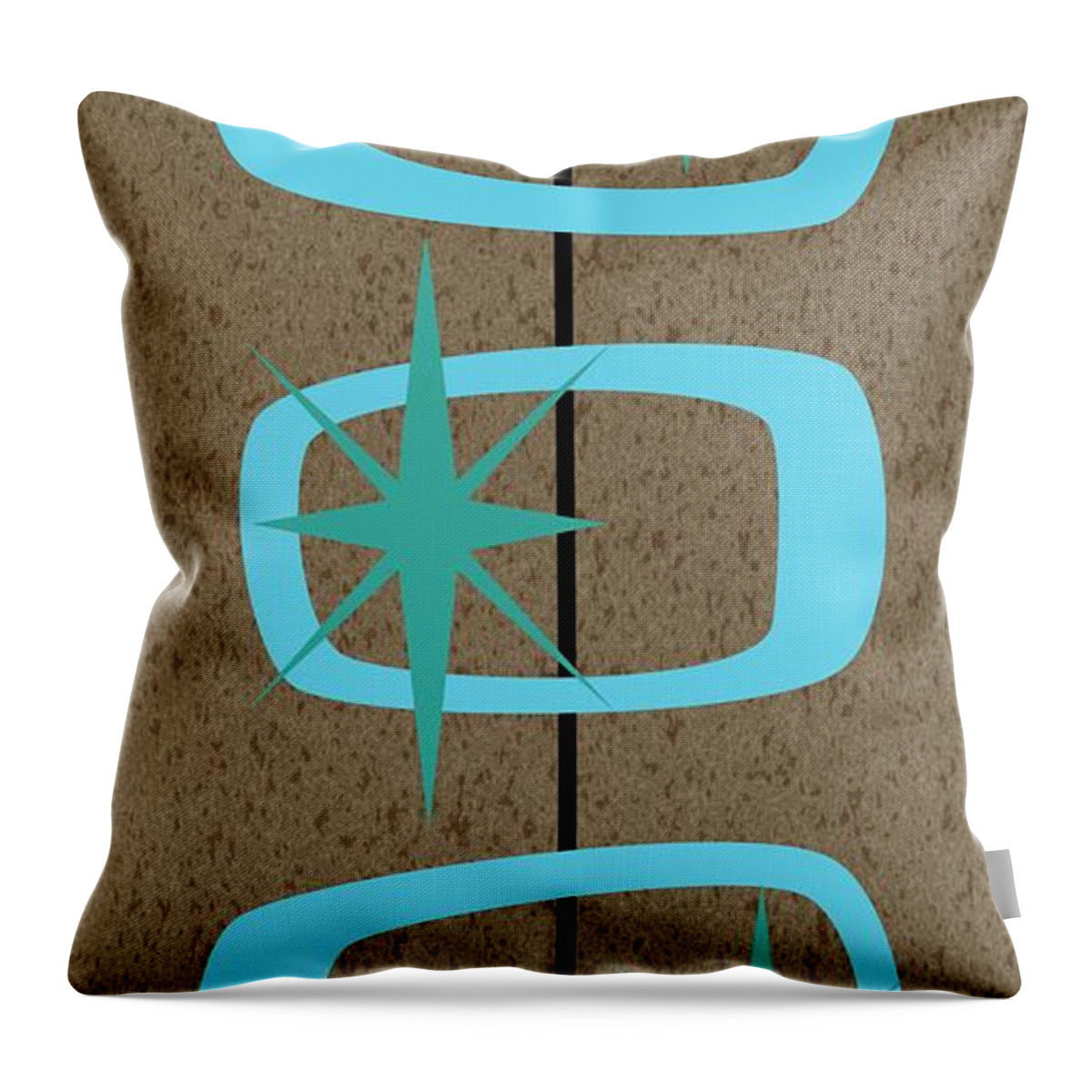 Turquoise Throw Pillow featuring the digital art Mid Century Modern Shapes 1 by Donna Mibus