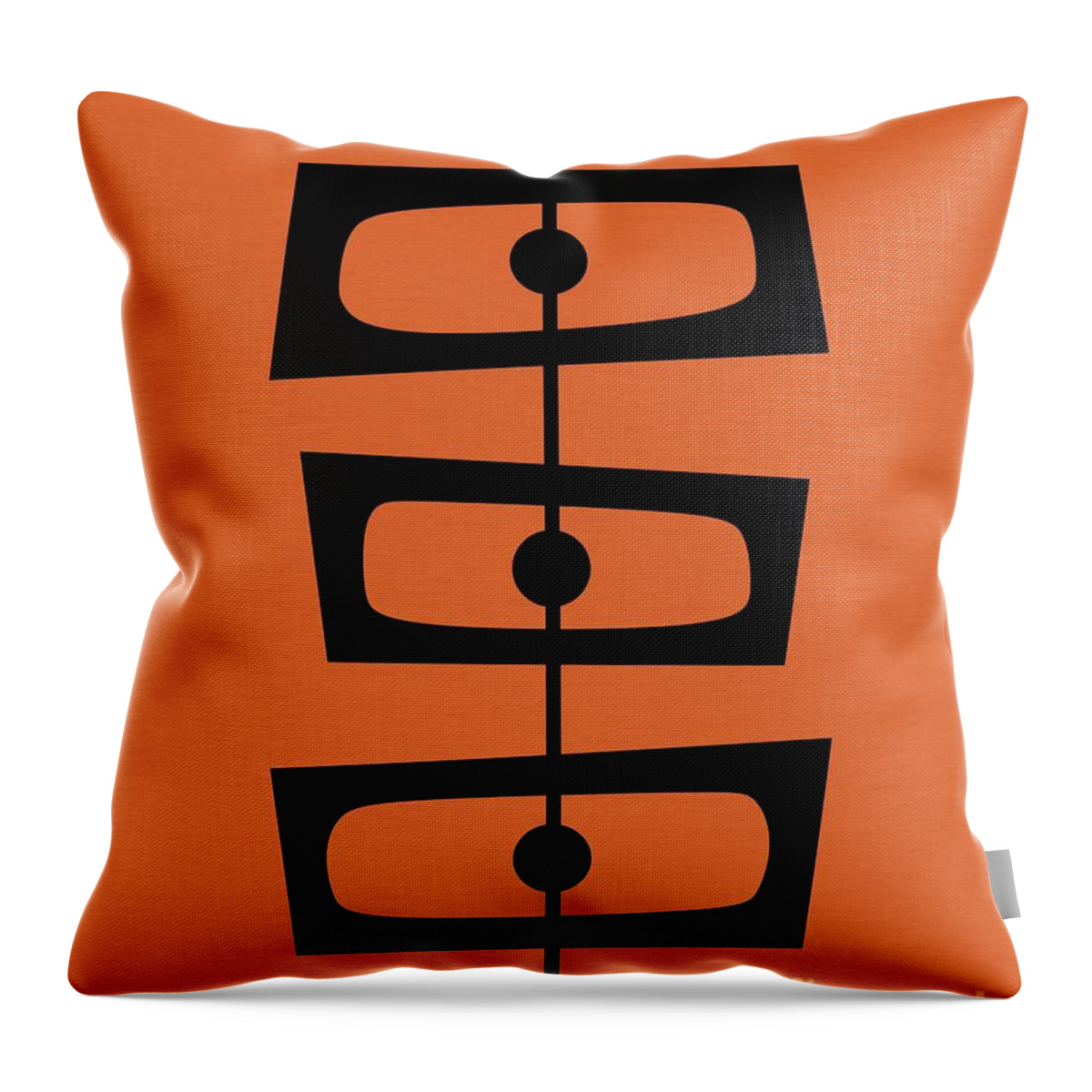 Orange Throw Pillow featuring the digital art Mid Century Shapes on Orange by Donna Mibus