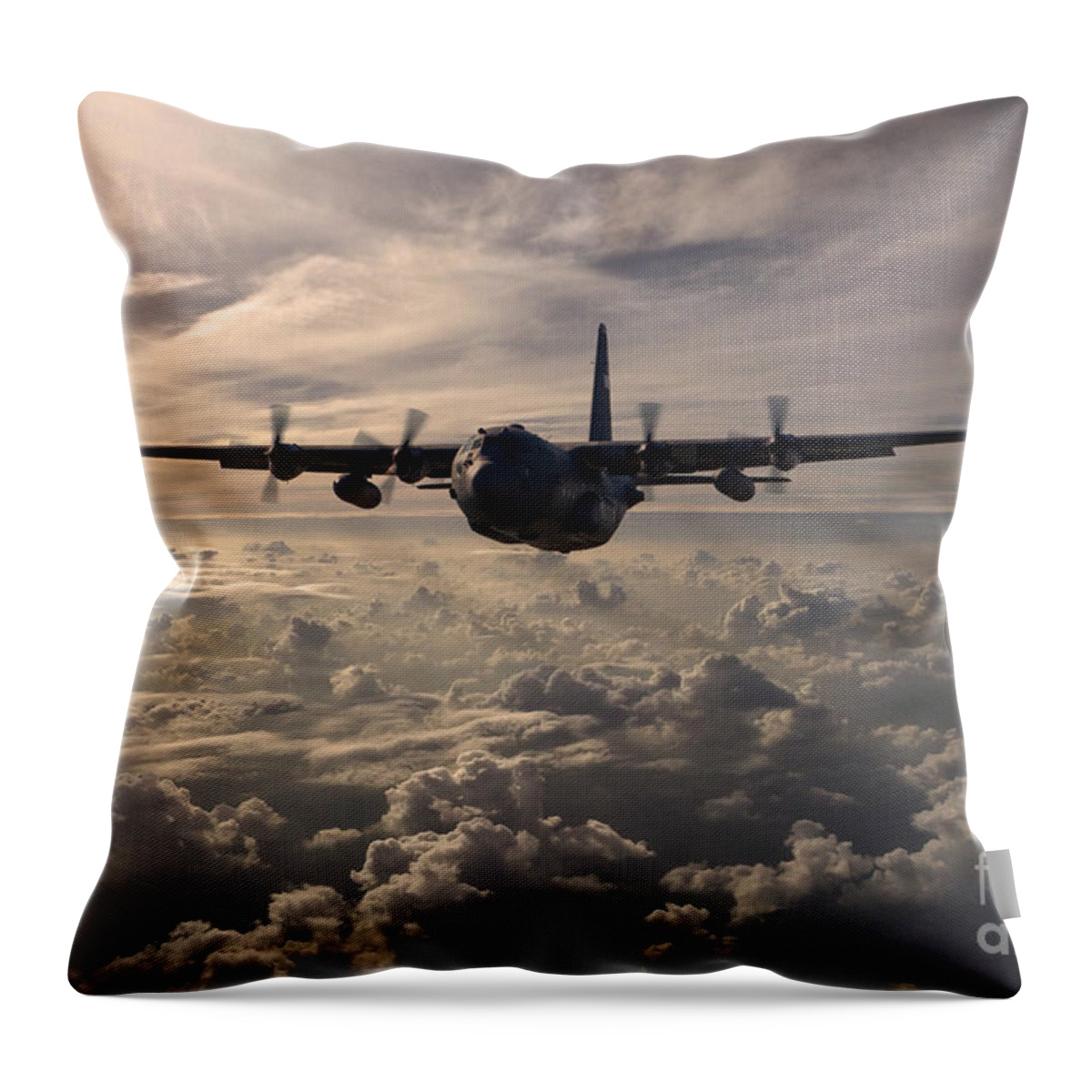 Lockheed Throw Pillow featuring the digital art Mighty Hercules by Airpower Art