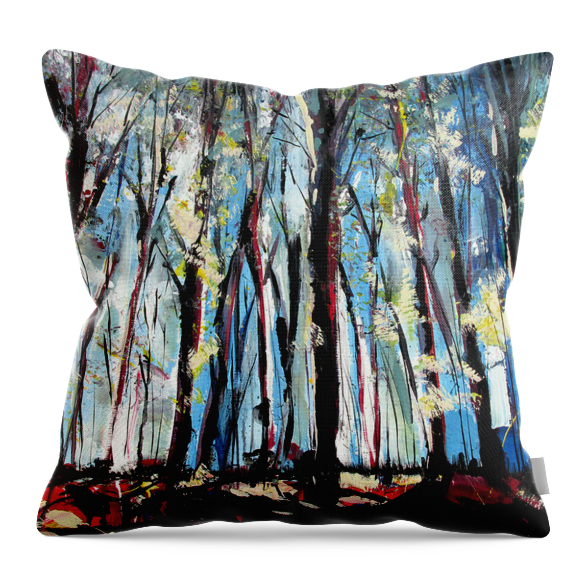 John Gholson Throw Pillow featuring the painting Mind Through The Trees And In The Clouds by John Gholson