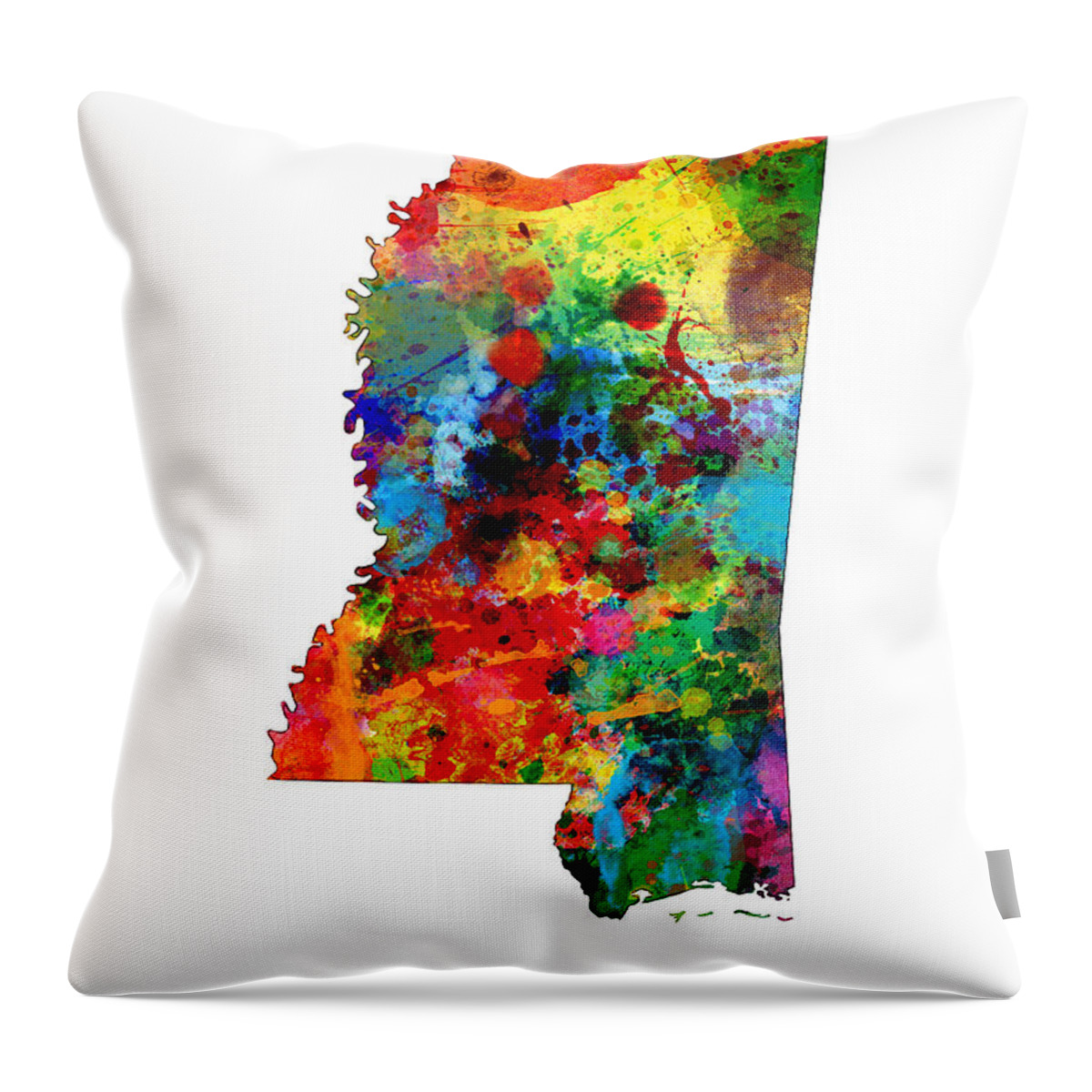 United States Map Throw Pillow featuring the digital art Mississippi Map by Michael Tompsett