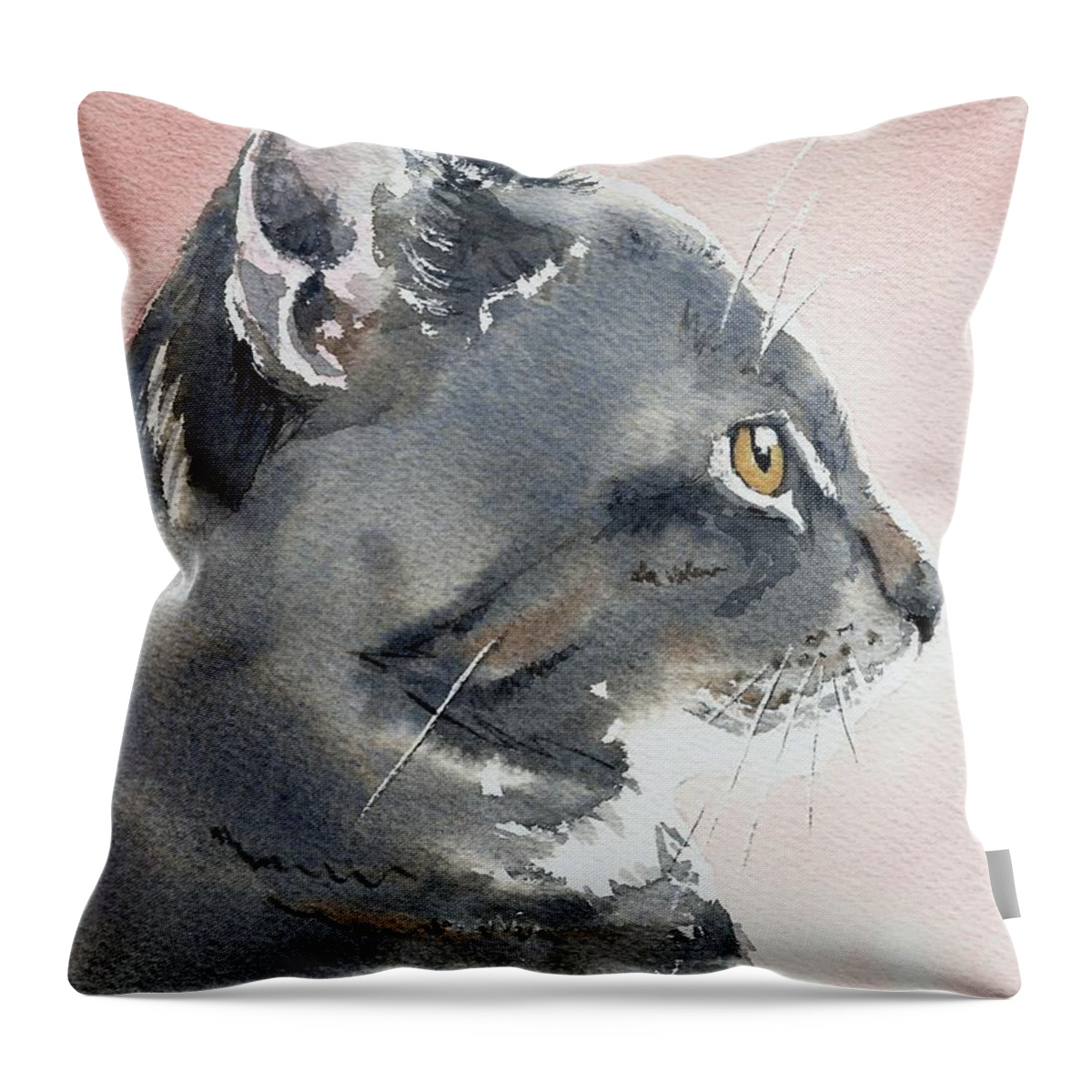 Watercolor Throw Pillow featuring the painting Misty in Profile by Lynn Babineau