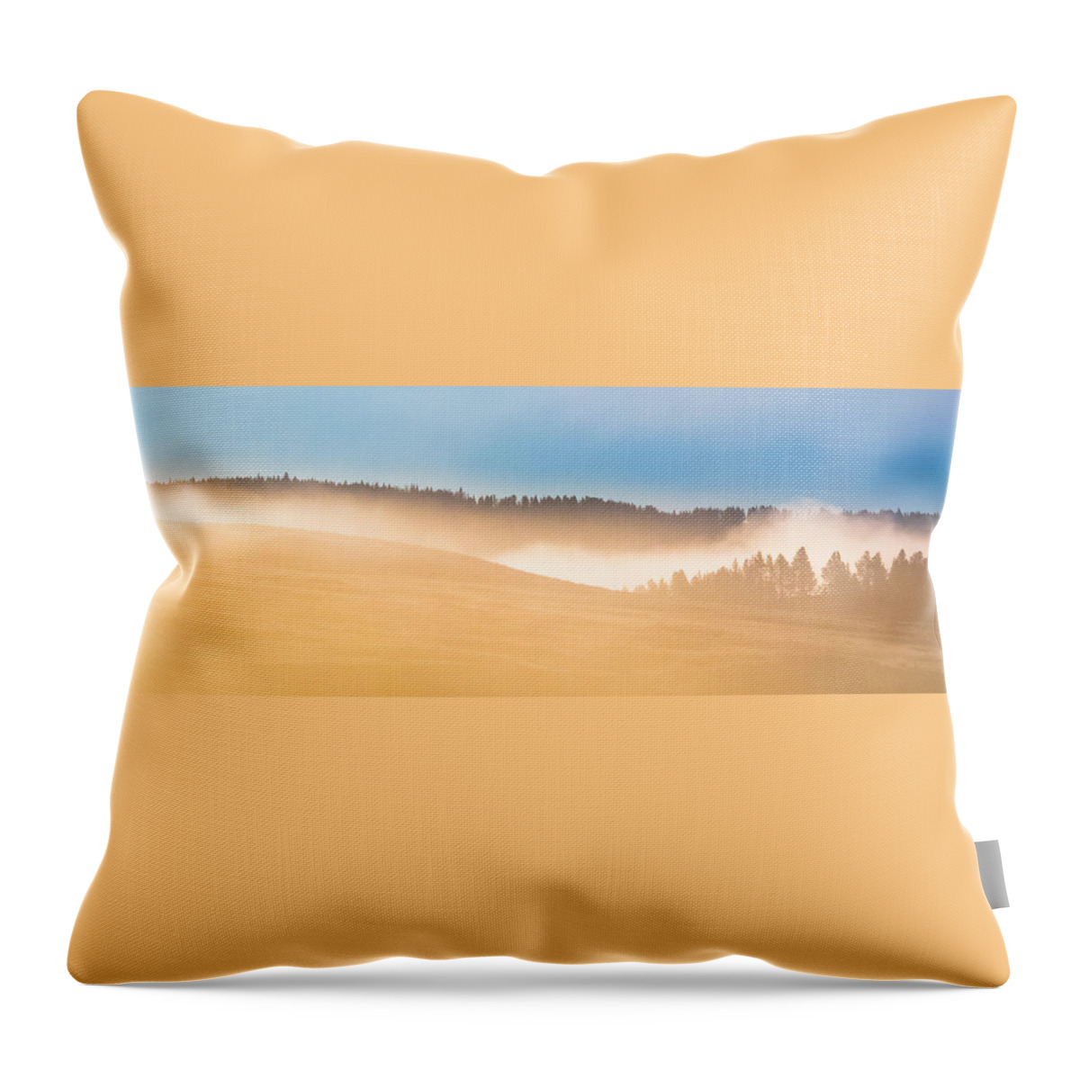  Throw Pillow featuring the photograph Misty Yellowstone  by Lars Lentz
