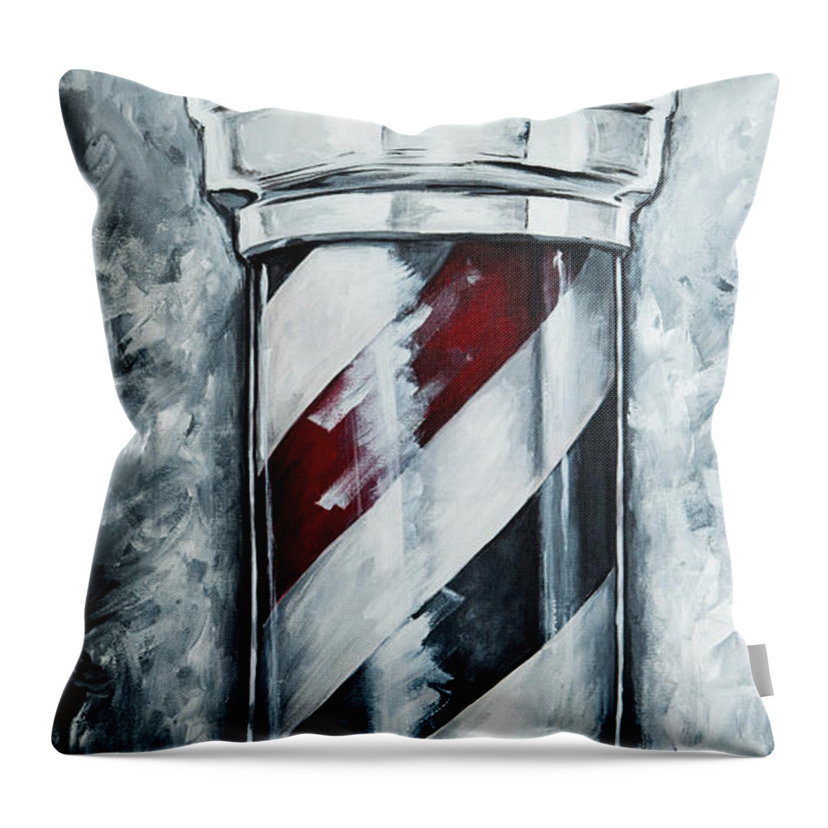 Barber Pole Throw Pillow featuring the painting Modern Barber Pole by Shop Aethetiks