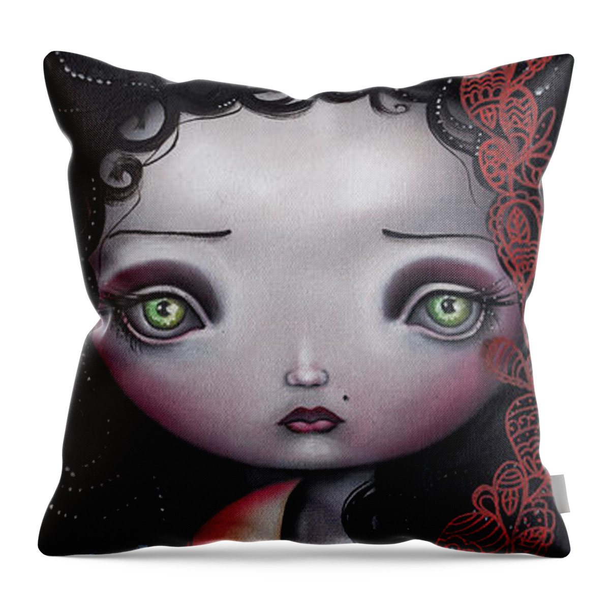 Fantasy Throw Pillow featuring the painting Moon Keeper by Abril Andrade