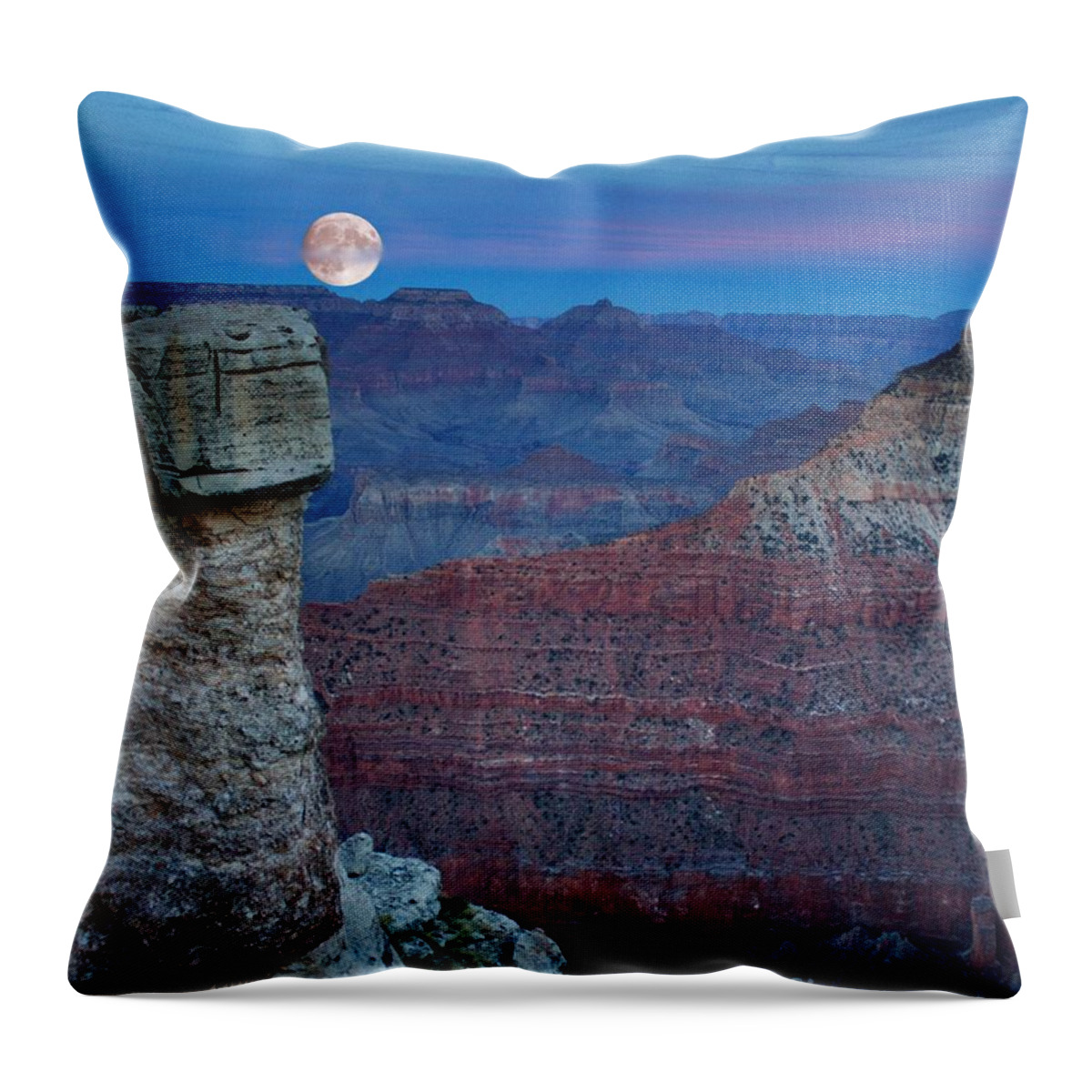 Moon Rise Grand Canyon Throw Pillow featuring the photograph Moon Rise Grand Canyon by Patrick Witz