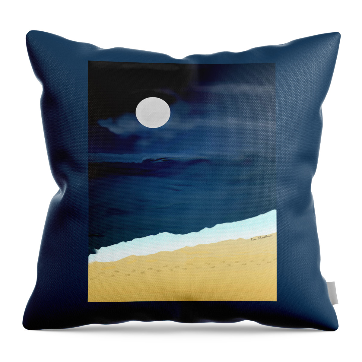 Digital Painting Throw Pillow featuring the digital art Moonlight Walk at Low Tide by Kae Cheatham