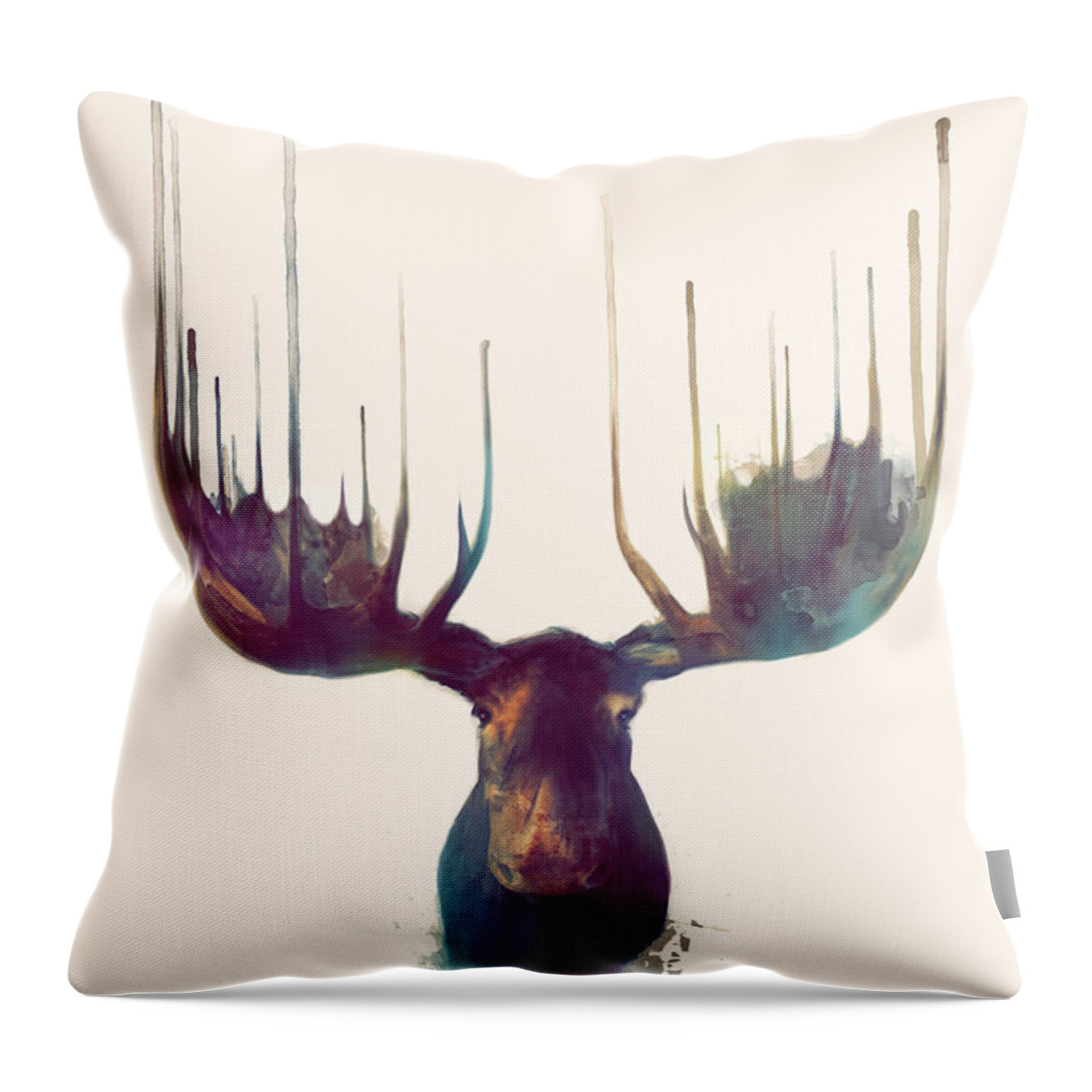 Moose Throw Pillow featuring the painting Moose by Amy Hamilton