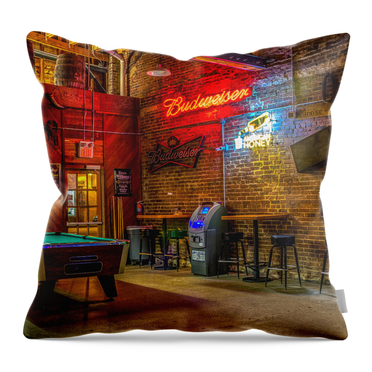 Alcohol Throw Pillow featuring the photograph Moosehead Saloon by Rob Sellers
