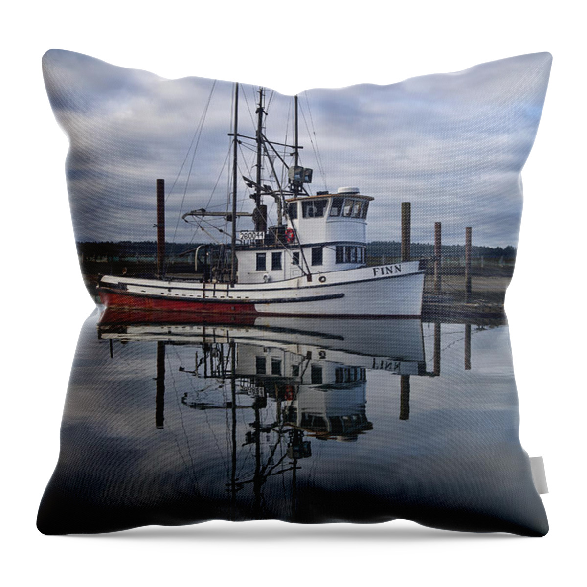 Fishing Boat Throw Pillow featuring the photograph Morning Calm Newport Oregon by Carol Leigh