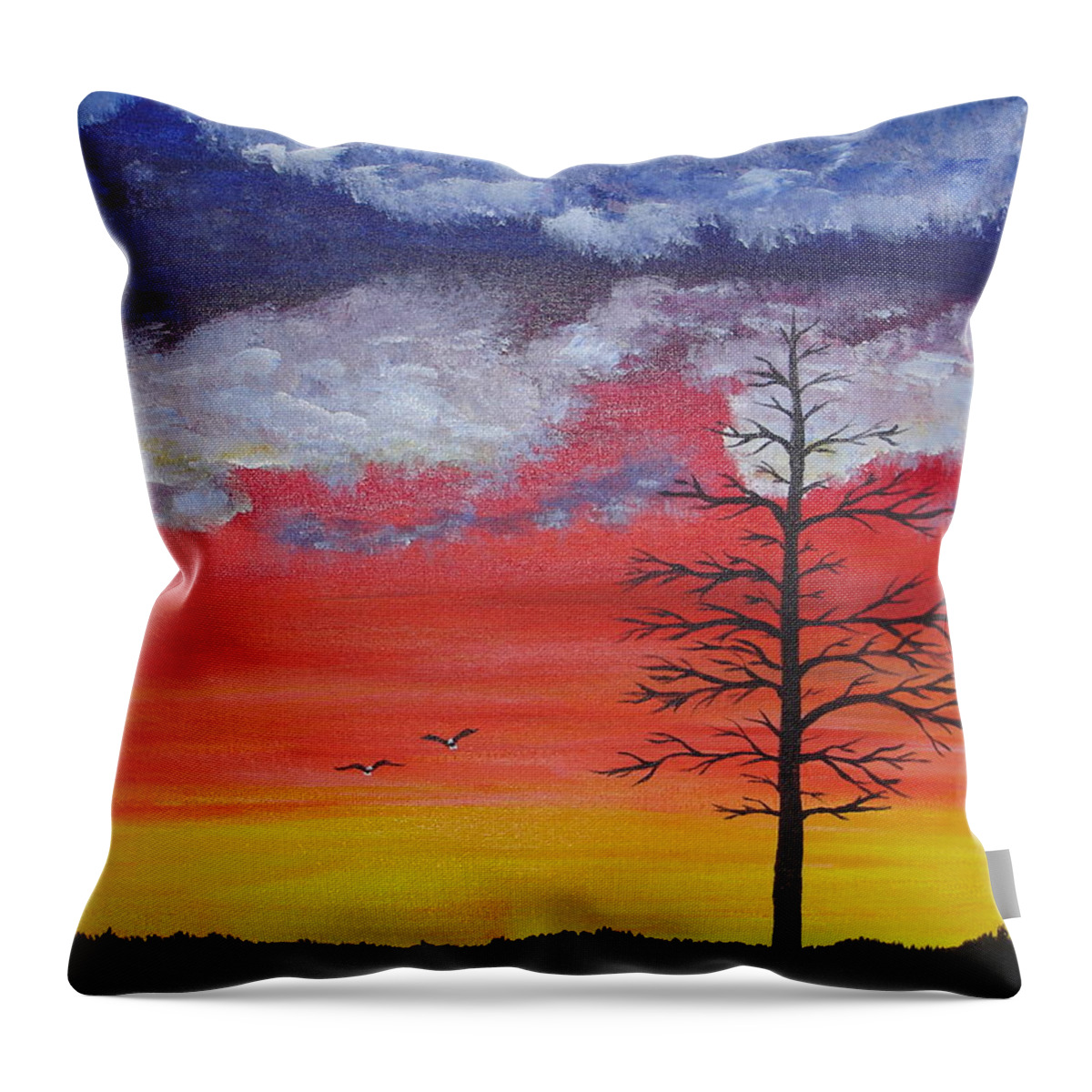 Sunrise Throw Pillow featuring the painting Morning Flight by Angie Butler