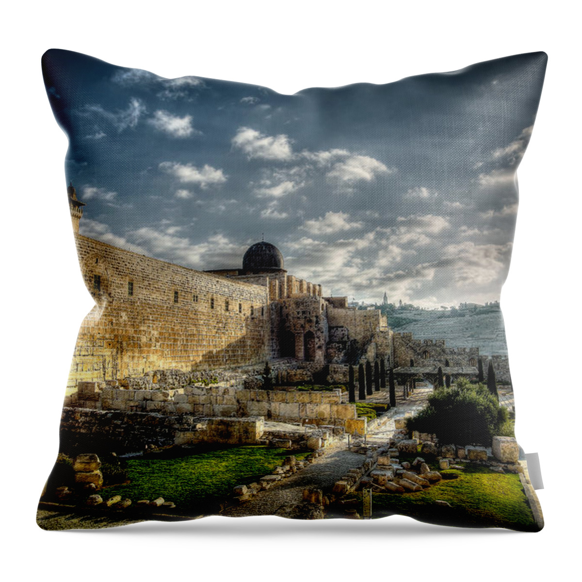 Israel Throw Pillow featuring the photograph Morning in Jerusalem HDR by David Morefield