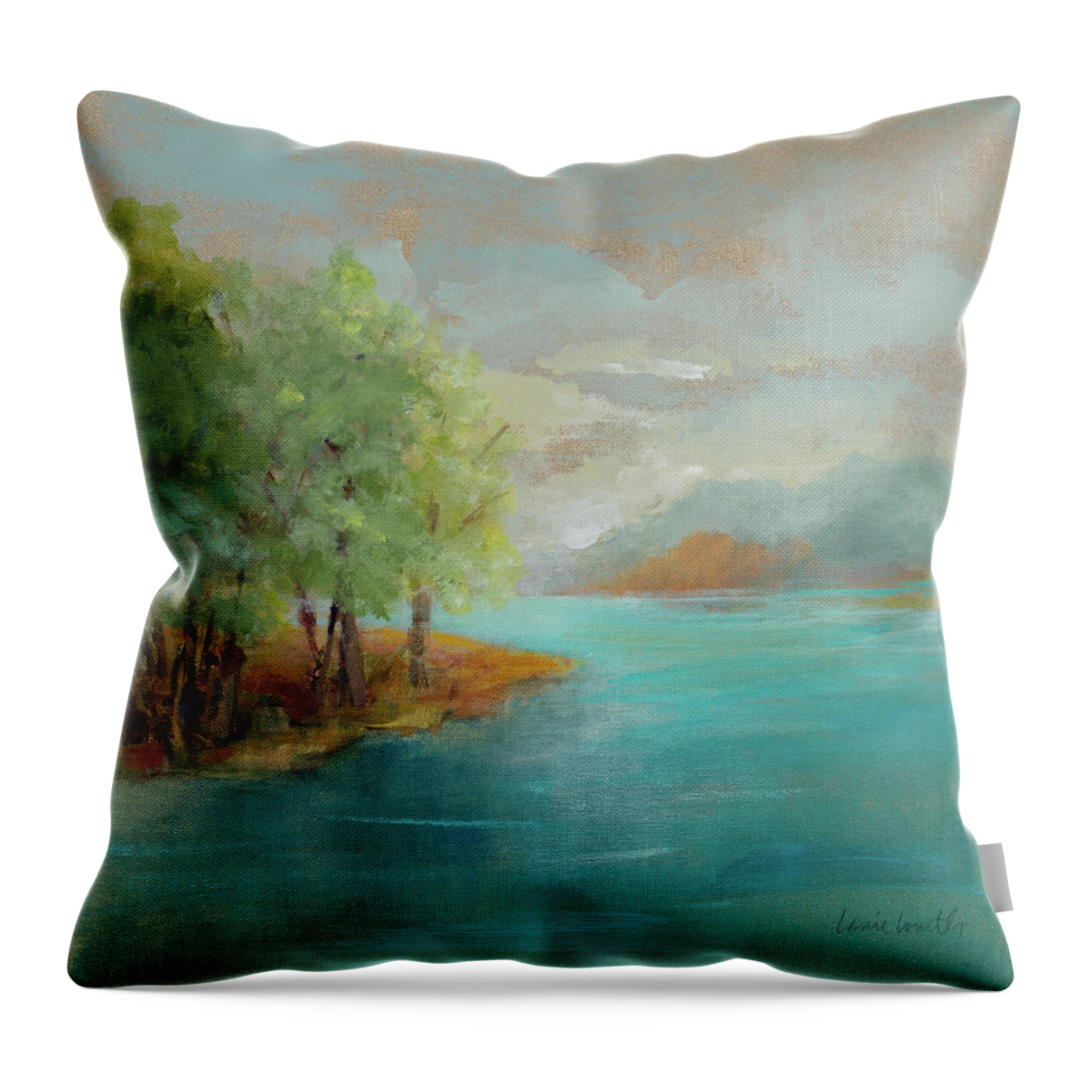 Morning Throw Pillow featuring the painting Morning Islands by Lanie Loreth