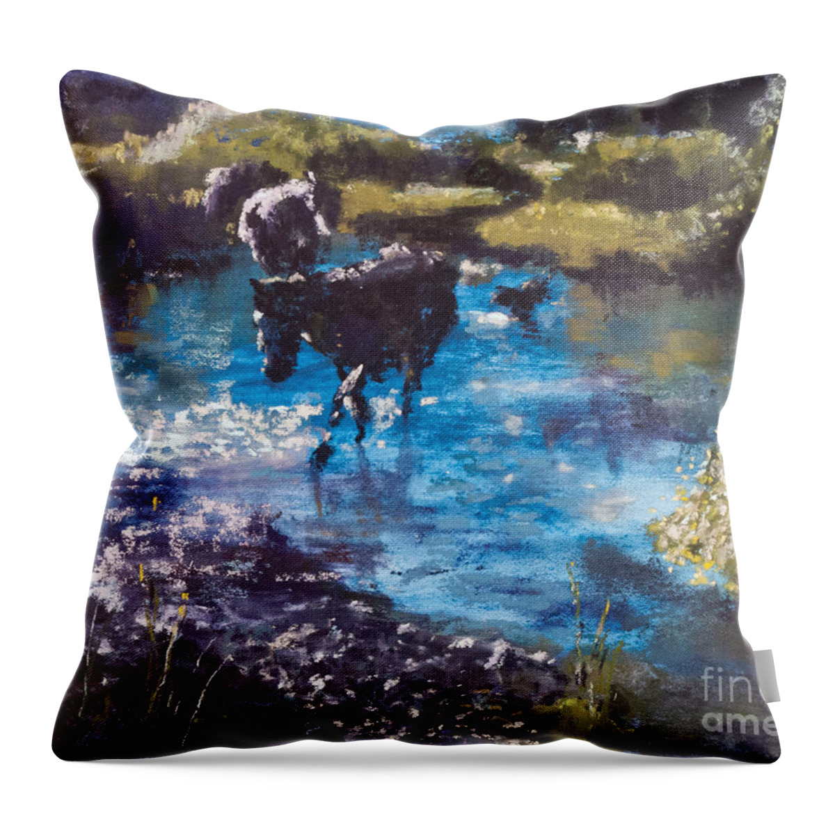 Horse Throw Pillow featuring the painting Morning Round Up by Jim Fronapfel