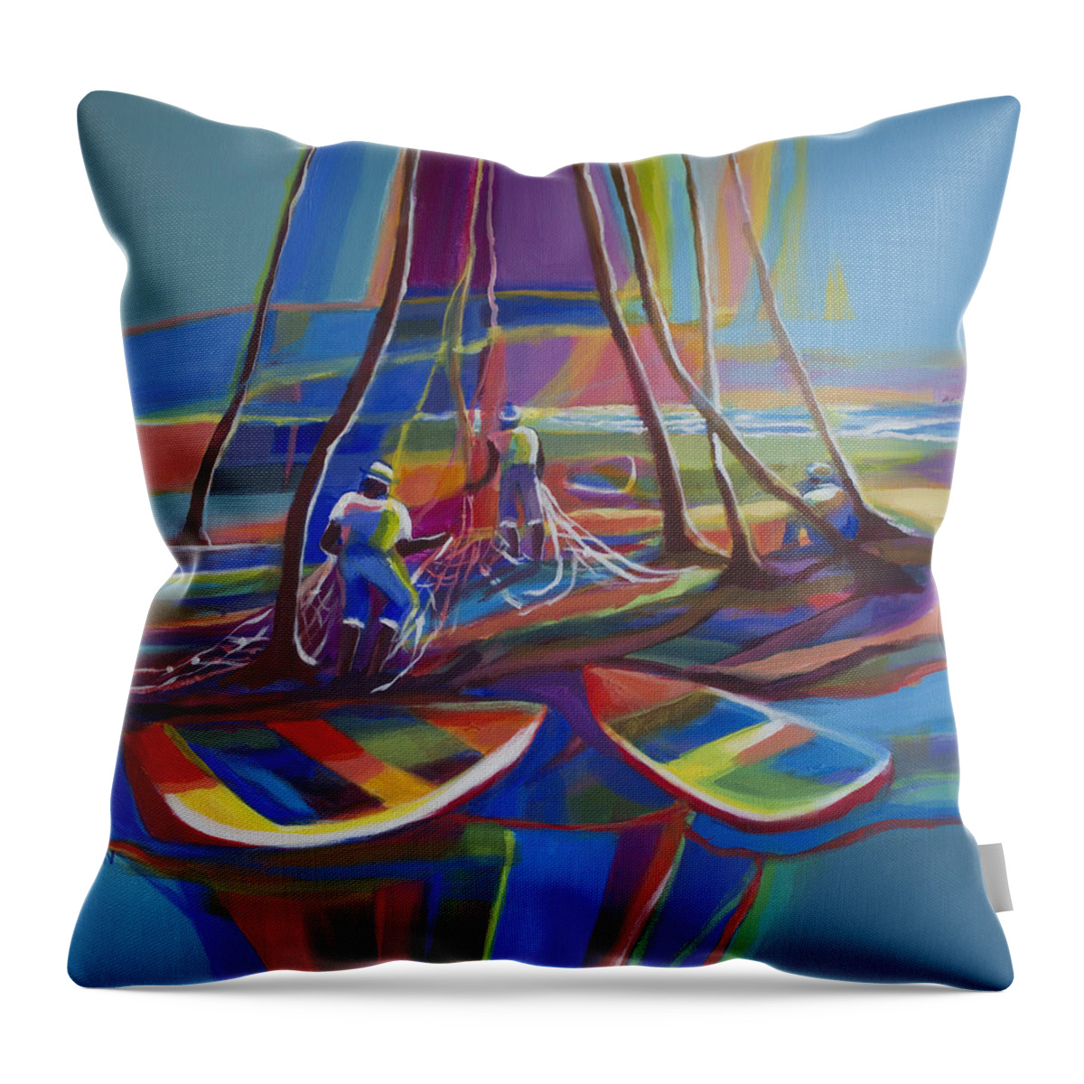 Abstract Throw Pillow featuring the painting Morning Seine II by Cynthia McLean
