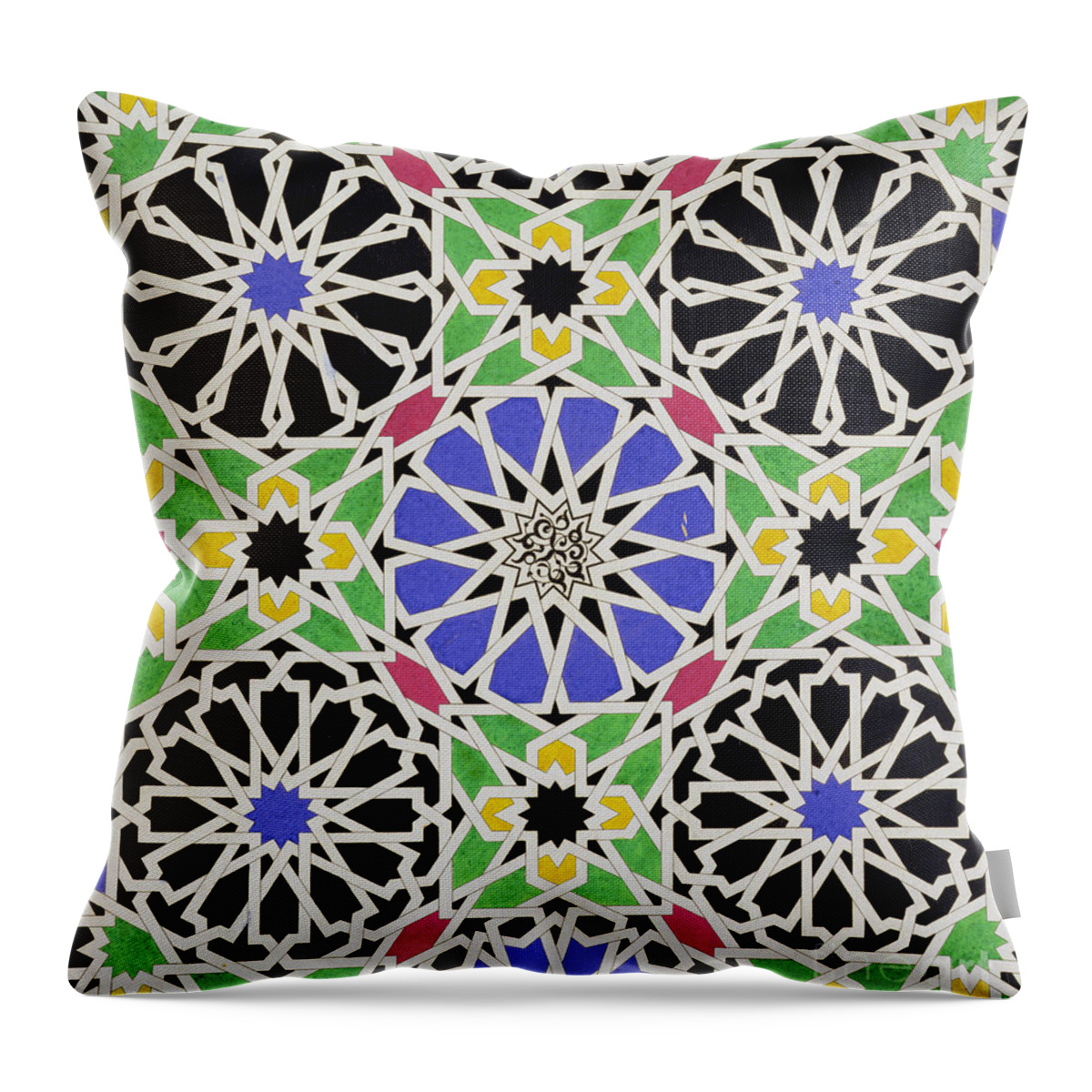 Spain Throw Pillow featuring the painting Mosaic ornament in the south side of the Court of the Lions by James Cavanagh Murphy