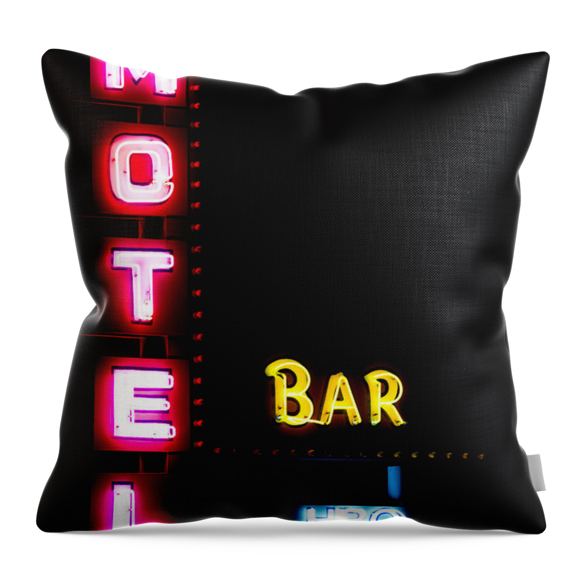 Neon Throw Pillow featuring the photograph Motel Bar HBO No Vacancy by James BO Insogna