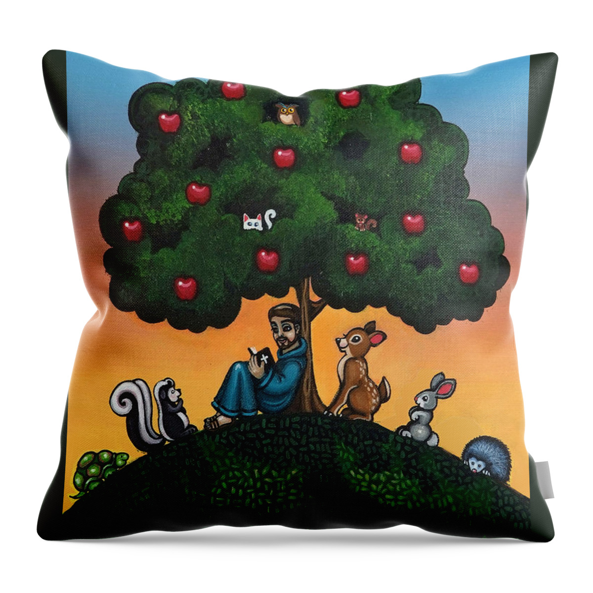 St. Francis Throw Pillow featuring the painting Mother Natures Son II by Victoria De Almeida