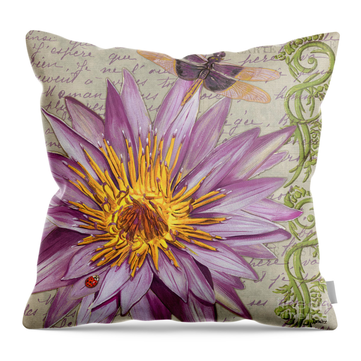 Floral Throw Pillow featuring the painting Moulin Floral 1 by Debbie DeWitt
