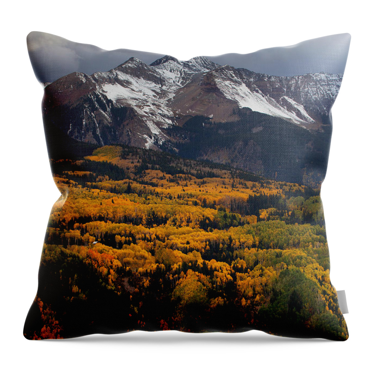Colorado Landscapes Throw Pillow featuring the photograph Mountainous Storm by Darren White