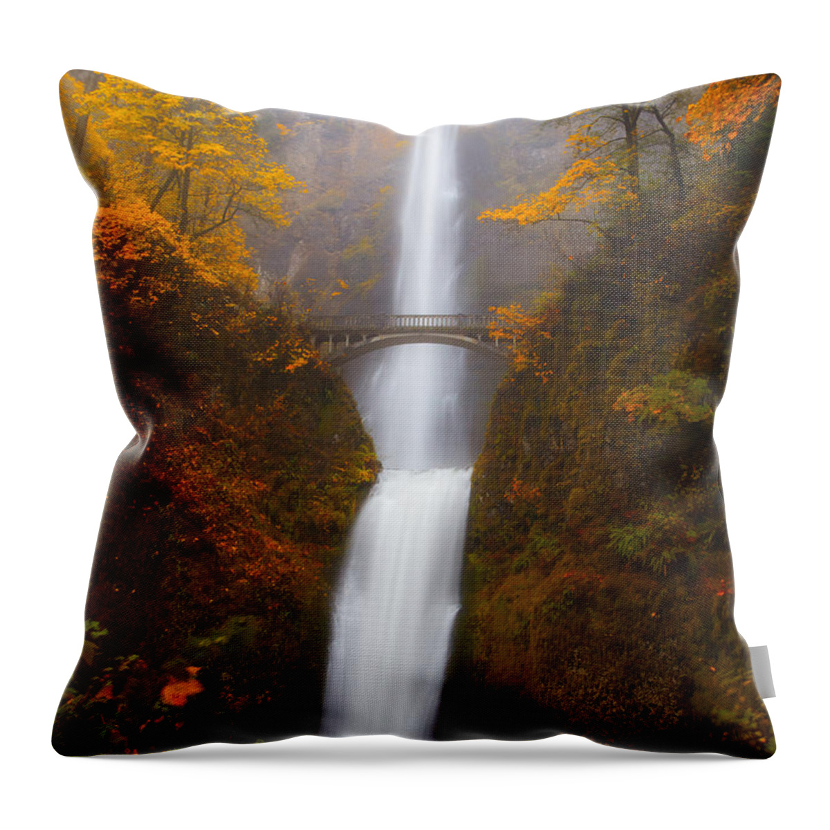 Multnomah Falls Throw Pillow featuring the photograph Multnomah Morning by Darren White