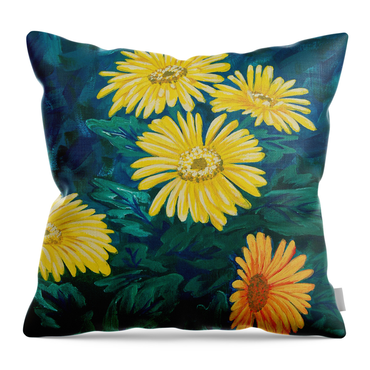 Flower Throw Pillow featuring the painting Mums by Cheryl Fecht