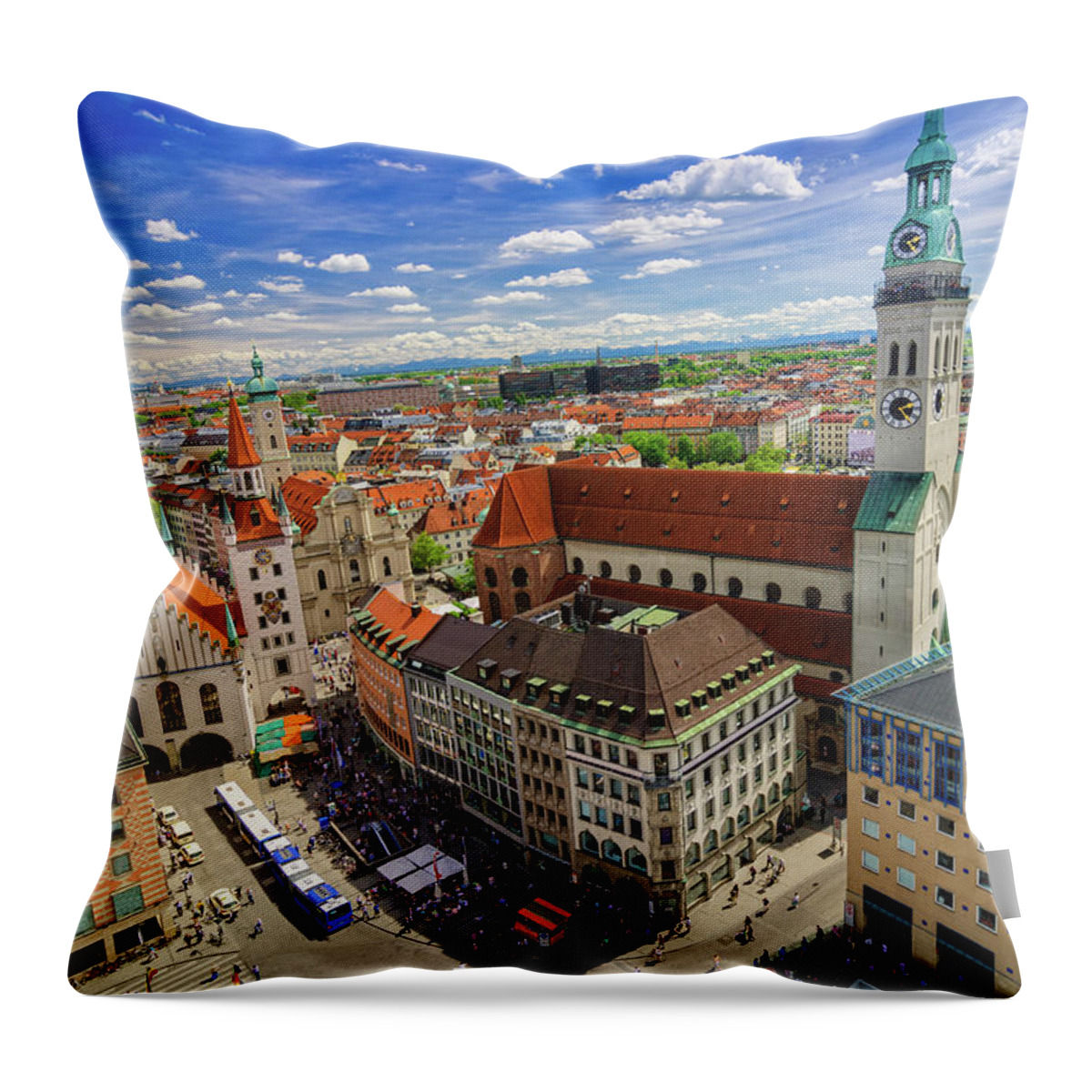 Crowd Throw Pillow featuring the photograph Munich Cityview by Juergen Sack