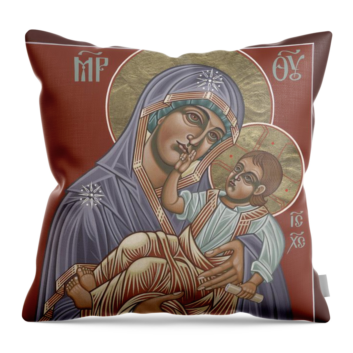 Father Bill Throw Pillow featuring the painting Murom Icon of the Mother of God 230 by William Hart McNichols