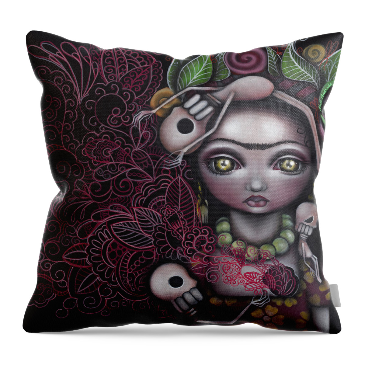 Frida Kahlo Throw Pillow featuring the painting My Inner Feelings by Abril Andrade