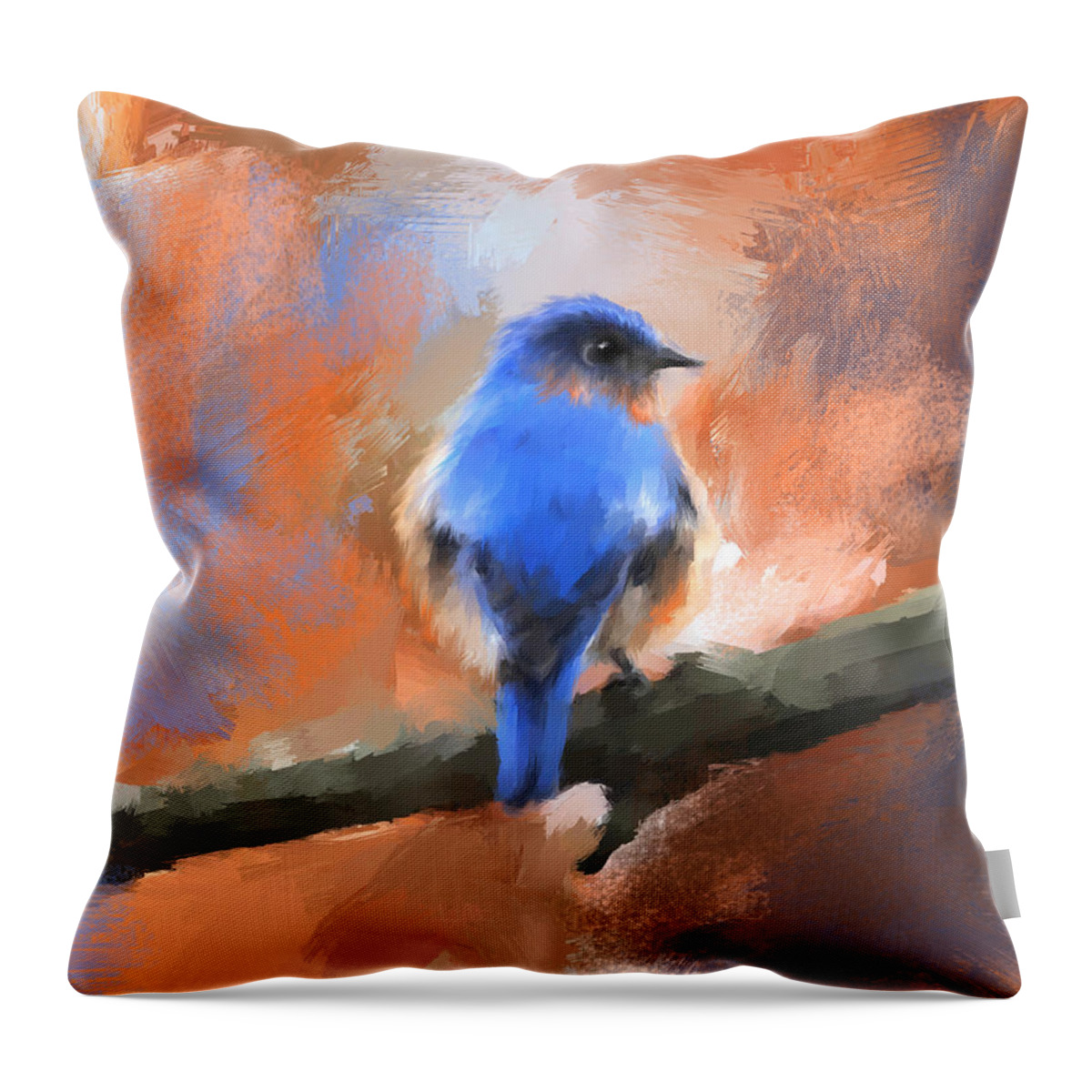 Bird Throw Pillow featuring the painting My Little Bluebird by Jai Johnson