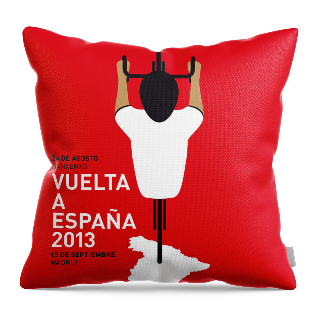 2013 Throw Pillow featuring the digital art My Vuelta A Espana Minimal Poster - 2013 by Chungkong Art