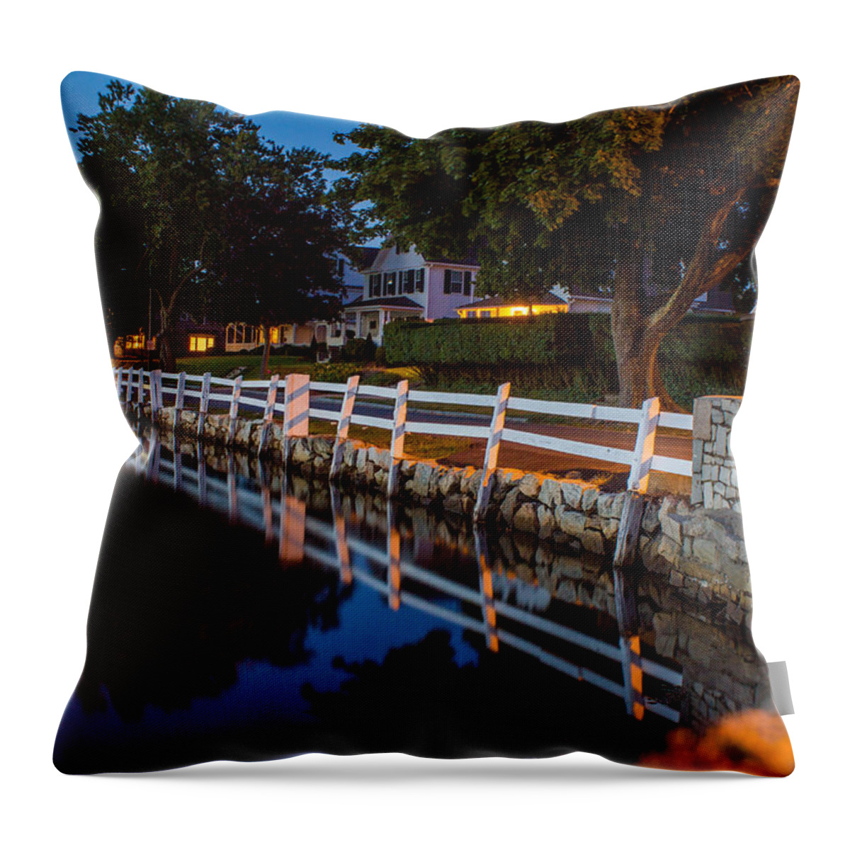 Mystic River Throw Pillow featuring the photograph Mystic River Wall Reflection by Kirkodd Photography Of New England