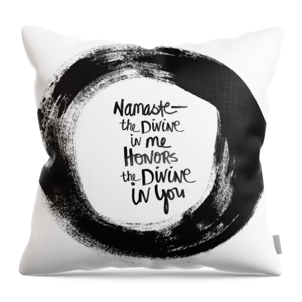 Circle Throw Pillow featuring the painting Namaste Enso by Linda Woods