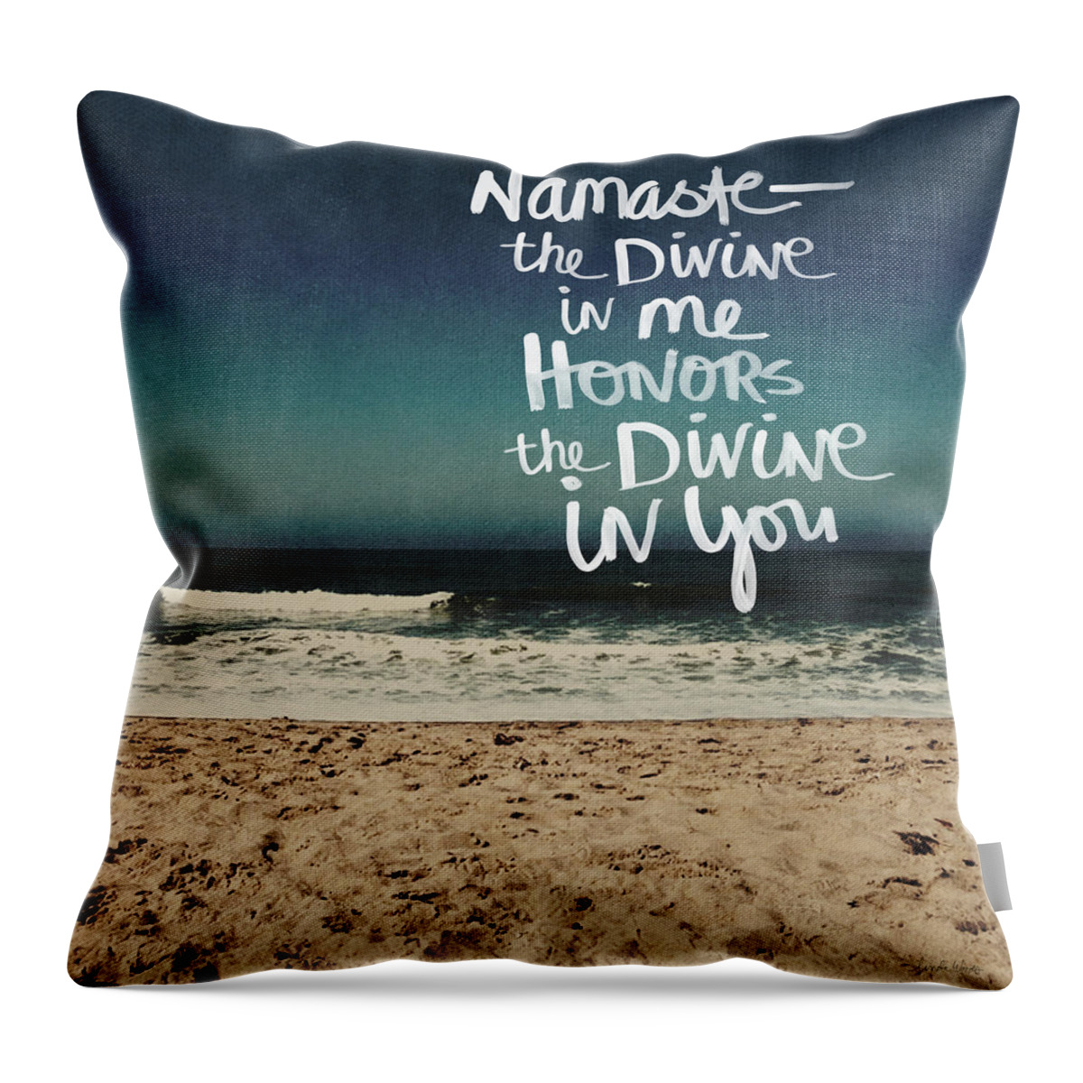 Namaste Throw Pillow featuring the photograph Namaste Waves by Linda Woods