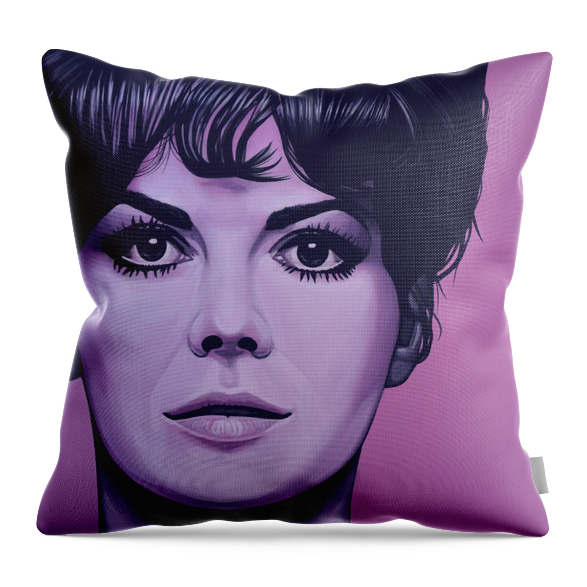 Natalie Wood Throw Pillow featuring the painting Natalie Wood by Paul Meijering