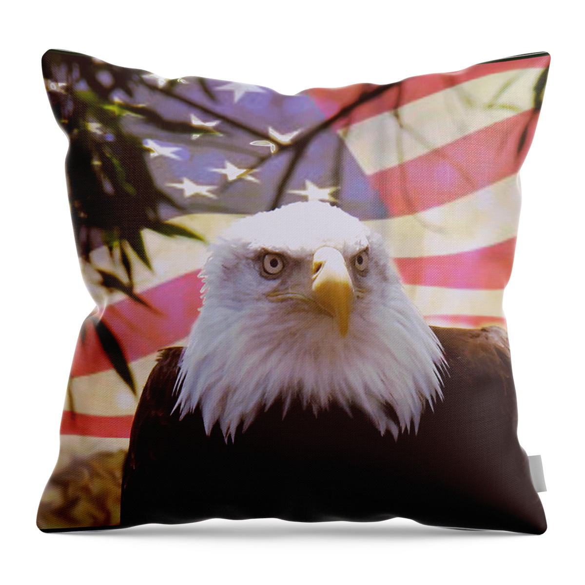 American Eagle Throw Pillow featuring the digital art National Symbols by Kae Cheatham