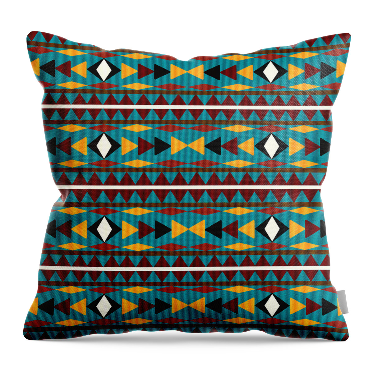 Navajo Throw Pillow featuring the mixed media Navajo Teal Pattern by Christina Rollo