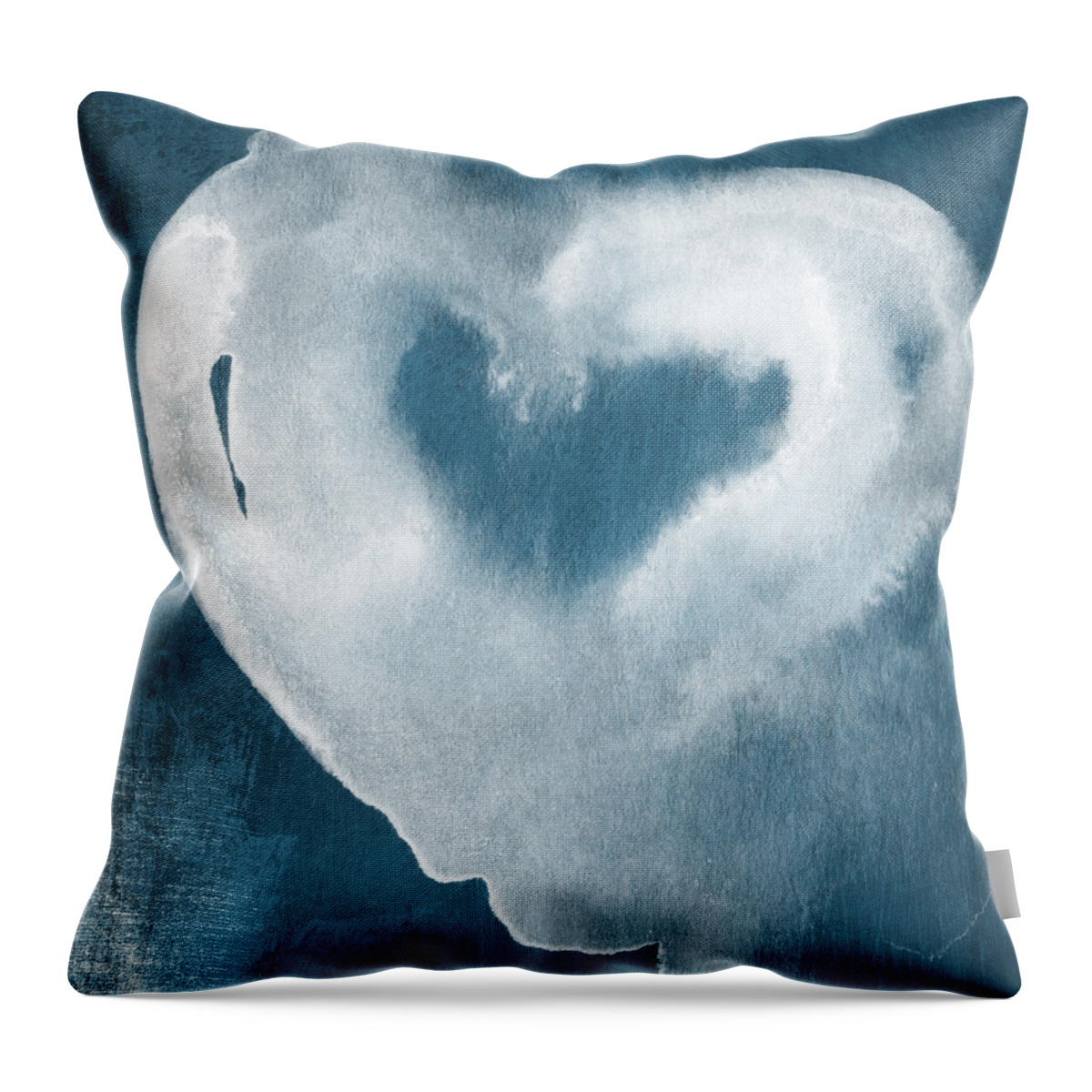 Love Throw Pillow featuring the mixed media Navy Blue and White Love by Linda Woods